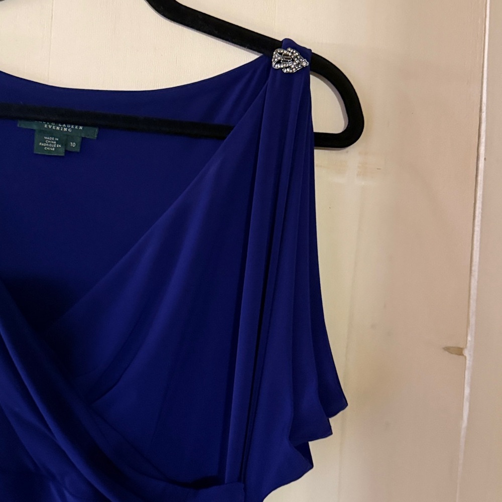 Lauren Ralph Lauren Evening Ruffled Ruched Gown Dress 10 - Picture 4 of 7